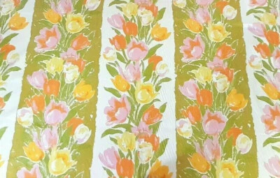 Años 70 De colección. Tela para cortinas Waverly algodón por comprar * golosina holandesa *amarillo/rosa/verde Foto 1 de 4