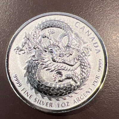 2019 1 oz Canadian Lucky Dragon High Relief Silver Coin (bu) - Image 1 of 2