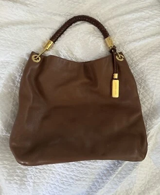 Michael Kors Collection Skorpio Brown Leather Shoulder Bag - Image 1 of 4