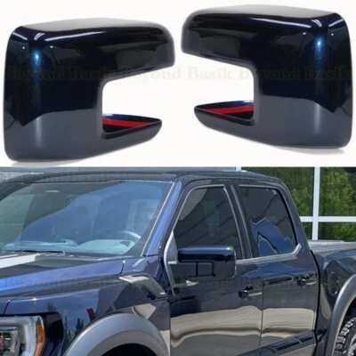 Ford F150 2021-2024 2025 cubiertas de espejos retrovisores sin orificio de señal de giro HX AZUL ANTIMATERIA Foto 1 de 4