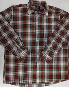 Stafford Shirt Mens 18 36/37 Red Plaid Long Sleeve Easy Care Broadcloth - Picture 1 of 8