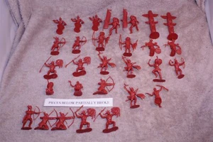 MARX 28 PC FORT APACHE INDIANS RED 1/32 FIVE FIGURES ARE PARTIALLY BROKE - Picture 1 of 6