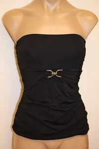 Neu mit Etikett Michael Kors Badeanzug Tankini-Oberteil Größe S schwarz trägerlos gold Hardware - Bild 1 von 4