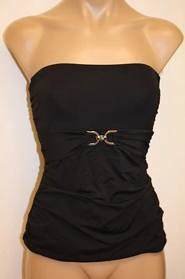 Novo com etiquetas maiô regata Michael Kors tamanho P preto sem alças ferragem dourada - Imagem 1 de 4