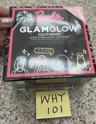 GlamGlow Barbie Youthmud Tratamiento Estimulante Brillo 1.7oz/50g SELLO TAMAÑO COMPLETO $60 Foto 1 de 4