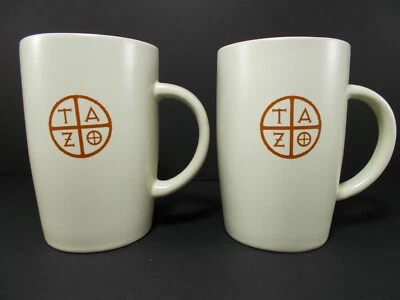 Starbucks TAZO Logo 2012 Cream Coffee Mugs 11.8 oz (set of 2) (CP705) - Imagem 1 de 4
