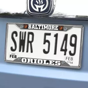 MLB - Baltimore Orioles Chrome Metal License Plate Frame, 6.25in x 12.25in - Picture 1 of 5