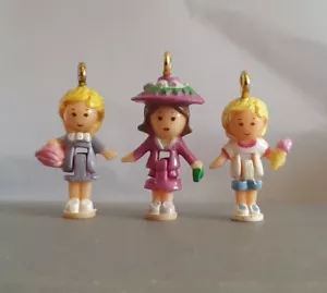 Vintage Bluebird 1993 Polly Pocket Lot Bundle 3x Bracelet Charms Dolls Figures - Picture 1 of 5