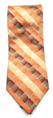 Corbata de seda vintage Vanheusen naranja brillante marrón blanco puntos 58" largo 3 1/2" ancho Foto 1 de 3