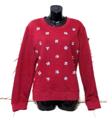 Suéter delantero con joyas MICHAEL by Michael Kors talla XL NUEVO SIN ETIQUETAS BORGOÑA Foto 1 de 4