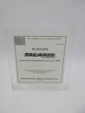 Talaris Systems, Inc Lucite Tombstone Bond Offering 1987 $5M Smith Barney