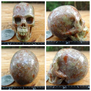 2.07" Autumn Jasper Stone Skull Hand Carved 3.6oz 101.1g Crystal Healing - Picture 1 of 12