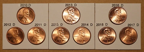 2010D 2011D 2012D 2013D 2014D 2015D 2016D 2017D 2018D Lincoln Shield Cents BU Cover