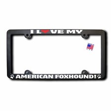 I Love My American Foxhound License Frame w/Reflective Text