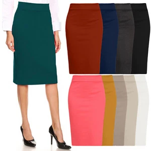 NE PEOPLE Womens Basic Elastic Midi Length Stretchy Ponte Pencil Skirts NEWSK40 - Picture 1 of 60