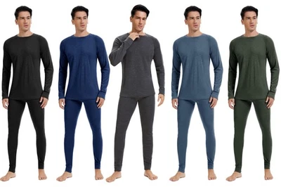 Men's 100% Merino Wool Base Layer Sets Winter Warm Underwear 2PC Long Johns&Tops - Image 1 of 4