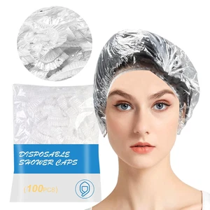 100 Disposable Shower Hair Cap Large Plastic Reusable Waterproof Bath Travel - Picture 1 of 11