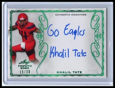 2020 Leaf Trinity #A-KT1 Khalil Tate Green #/20 - Image 1 of 2