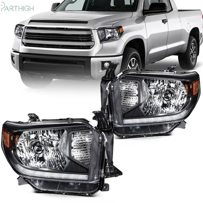 Conjunto de faros para Toyota Tundra 2014-2021 carcasa negra par izquierda+derecha Foto 1 de 4