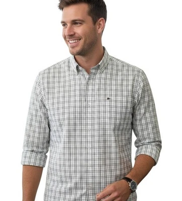 Mossimo Dress Shirt Men LARGE Long Sleeve White Plaid Cotton Soft Workwear Casua - Image 1 of 4