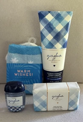 Bath & Body Works GINGHAM 4 Piezas Set de Regalo Crema Corporal, Jabón, Anti Bac y Calcetines Foto 1 de 2