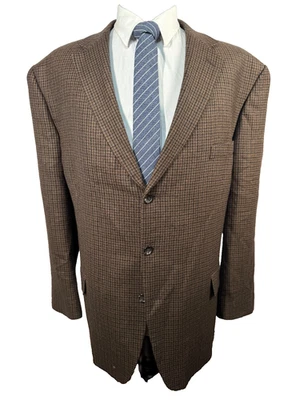 STAFFORD Mens Brown Shepherds Check BIG & TALL Wool Sport Coat Blazer Jacket 50R - Image 1 of 4