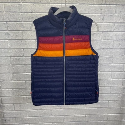 Chaleco acolchado Cotopaxi Fuego Down Azul Marino Multi Rayas para mujer M Gorpcore Exterior Foto 1 de 4