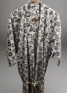 Vintage 60s 70s Royal Hotel Japan Cotton Kimono Robe W/ Belt Sz Large - Picture 1 of 5