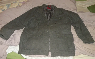 VINTAGE Alfani fitted Mens Large Wool Jacket Coat Military Style Grey Fashion — 第 1/4 张图片