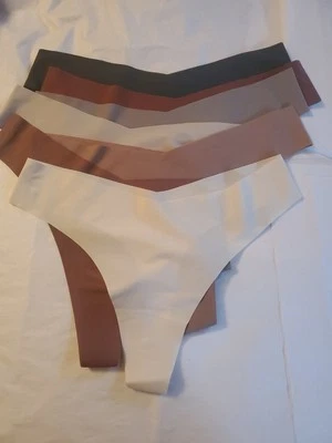 LOTE DE 7 BRAGAS Tanga 4 Beige 2 Marrón 1 NEGRO MUJER L NUEVO  Foto 1 de 4