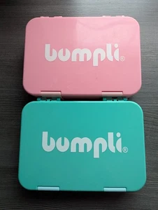2 bumpli Brotzeitdosen, Brotzeitdose grün + rosa, Kindergarten, Schule - Bild 1 von 2