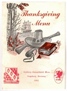 1965 U.S. Army Thanksgiving Menu – Artillery Consolidated Mess, Augsburg Germany - Picture 1 of 3