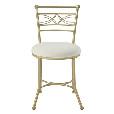 Taburete de tocador de hierro dorado decoración artística parque Azalea con cojín blanco para baño, dormitorio Foto 1 de 4