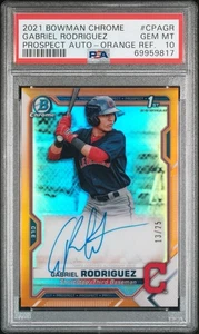 2021 Bowman Chrome Gabriel Rodriguez Orange Refractor Auto /25 PSA 10 POP 2 - Picture 1 of 2