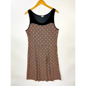 Cremieux Women's Sundress Large Orange Striped Flare Sheer Dress Beach Polkadot - Picture 1 of 10