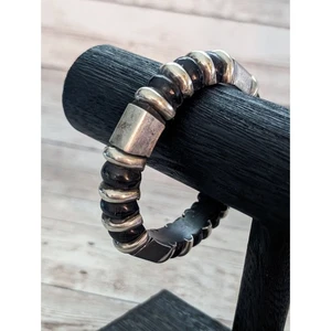 Vintage Armband klobig schwarz & silberfarben - Gebrauchsspuren - Bild 1 von 13