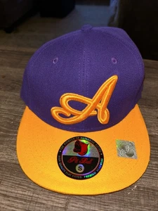 Atlanta Pit Bull Brand Hat Cap Fitted Small Purple And Yellow Baseball Mens - Picture 1 of 8