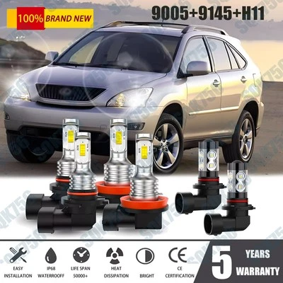 For Lexus RX330 2004 2005 2006 6x 6000K LED Headlight Fog Light Bulbs Combo Kits - Image 1 of 4