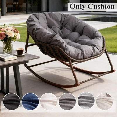 Cojín Silla Papasan 6" Grueso 47×49 en Lino Impermeable Look para Mecedora Foto 1 de 4