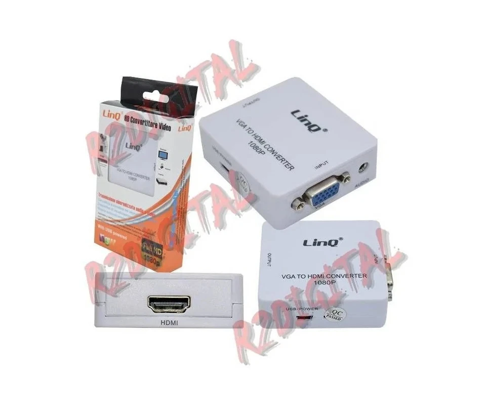 Adattatore da Vga a Hdmi, Convertitore AUDIO VIDEO DIGITALE ad ANALOGICO con ALI - Immagine 1 di 1