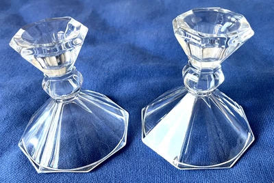 Vintage Candlestick Holders 24% Full Lead Crystal Set of 2   4" H - Image 1 of 4