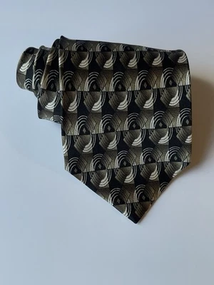 Corbata Louis Roth Seda Geométrica Marrón Negro Patrón Negocios Carrera Foto 1 de 4
