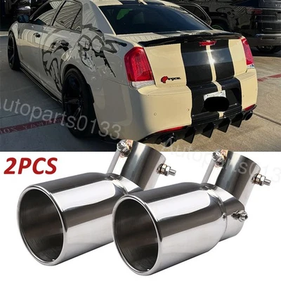 2PCS Car Exhaust Pipe Tip Rear Tail Throat Muffler 1.5-2.1" For Chrysler 300 SRT Foto 1 de 4