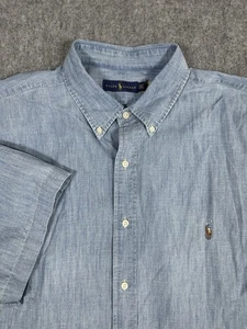 Ralph Lauren Shirt Tall Chambray Blue Lightweight Mens 2XLT Short Sleeve Casual - Picture 1 of 5