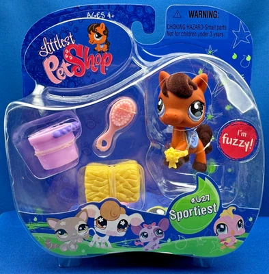 2007 Littlest Pet Shop #627 Sportiest Fuzzy Pony Bobblehead Playset NEW! SEALED - Image 1 of 4
