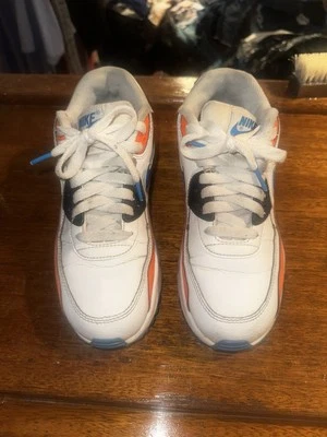 Nike Air Max 90 LTR Juvenil 5.5Y Zapatos Atléticos - Blanco/Naranja/Azul (833412-116) Foto 1 de 4