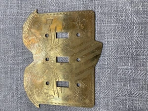 Placa de cubierta de interruptor de 3 luces triples de latón vintage America Eagle E Pluribus Unum - Imagen 1 de 2