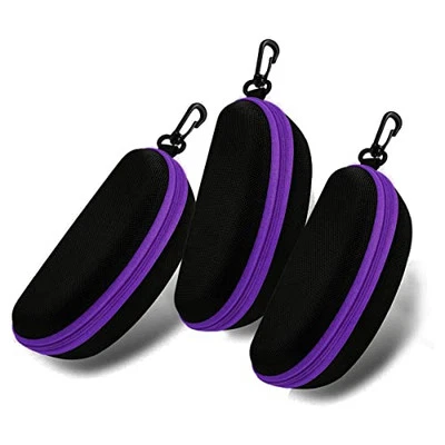3pcs Zipper Hard Shell Sunglasses Case and Eyeglasses Case Portable Purple - Image 1 of 4