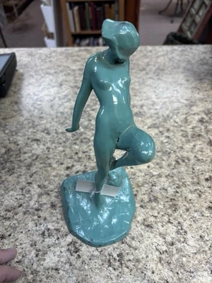 Frankart Antique Art Deco Nude Turquoise Lady dated 1922. 9.5x4 roughly. - Image 1 of 4