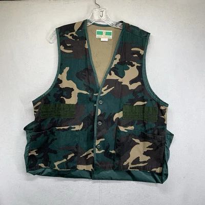 Vintage Game Winner Vest Adult Large Green Camouflage Camo Mens Hunters Shells - Image 1 of 4